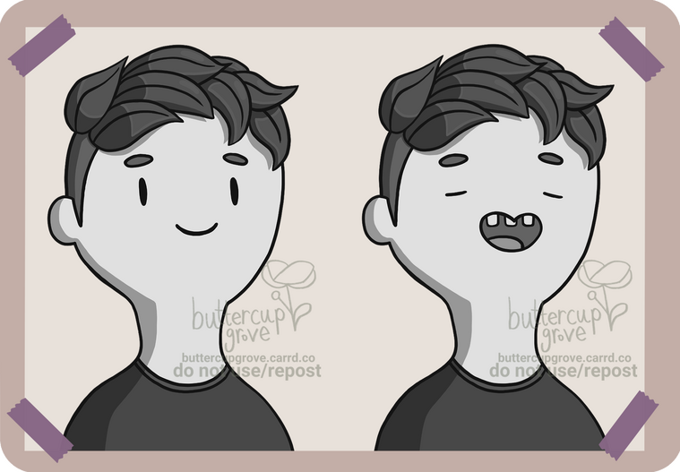 a PNGtuber showcase of a black and white drawing of a masculine short haired person in the art style of the adventure time animated tv show.